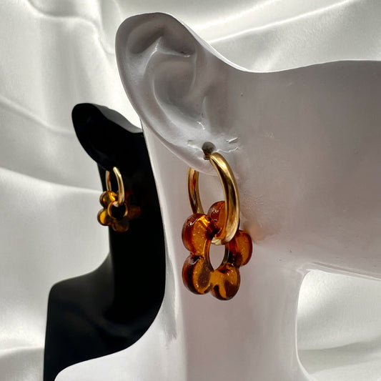 Amber Bloom Hoop Earrings