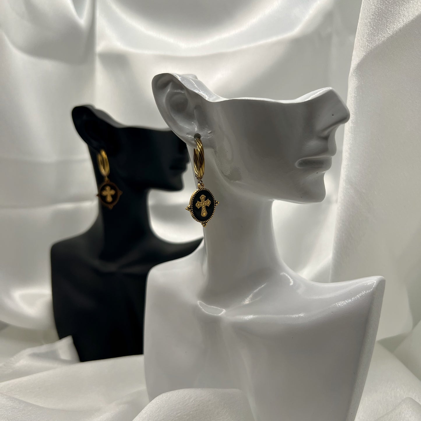 Vittoria Cross Medallion Hoop Earrings