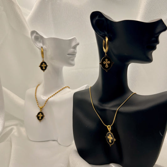 Vittoria Cross Medallion Hoop Earrings