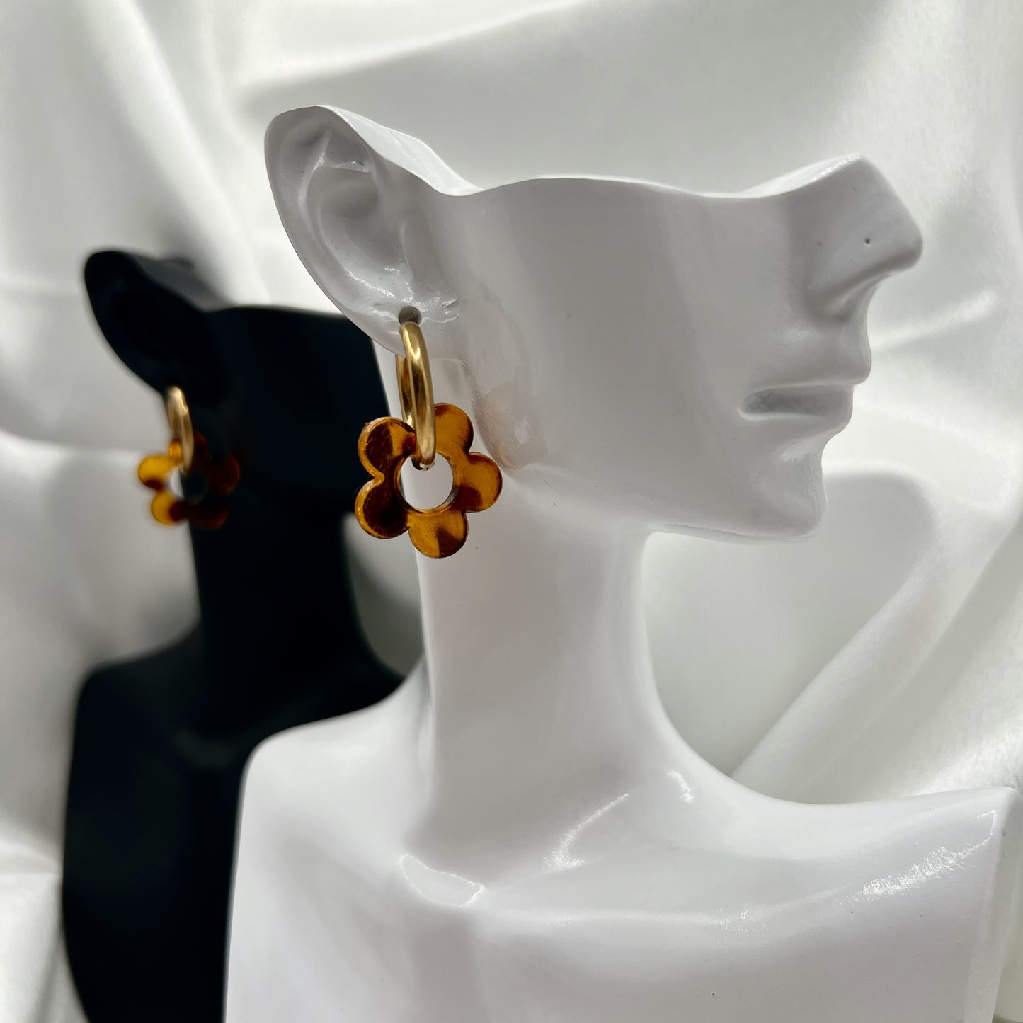 Amber Bloom Hoop Earrings