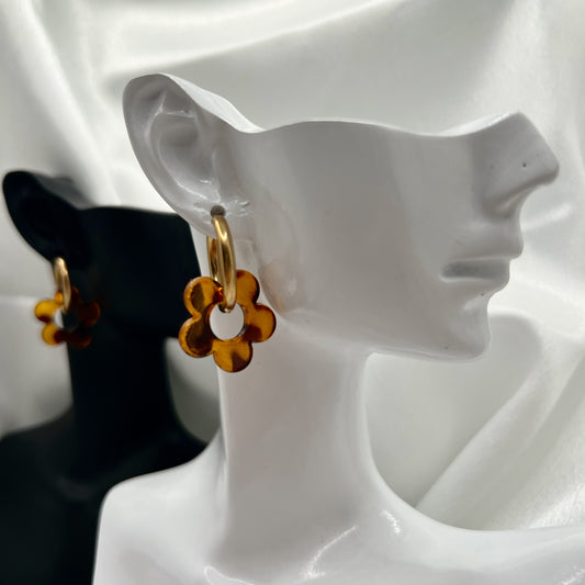 Amber Bloom Hoop Earrings