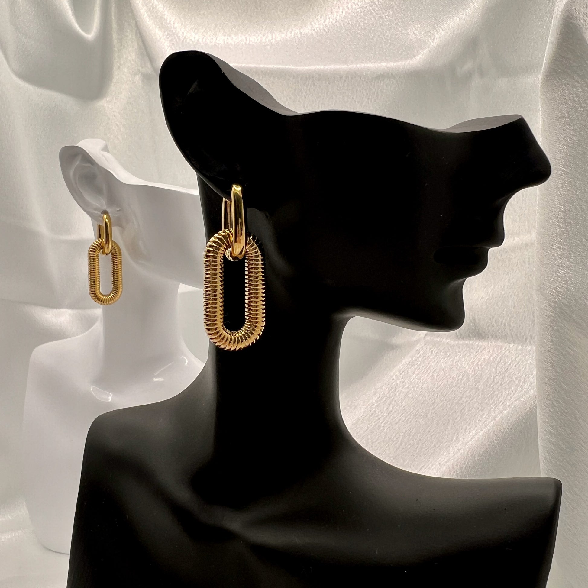 gold oval chain link drop earrings chunky statement gold hoops minimalist jewelry
