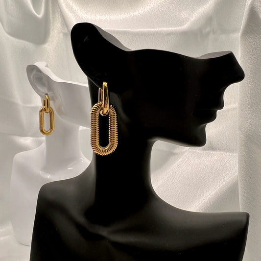 gold oval chain link drop earrings chunky statement gold hoops minimalist jewelry