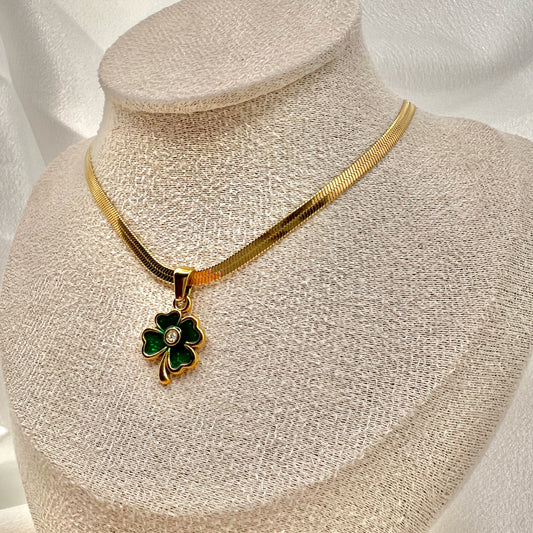 Clovera Green Charm Necklace