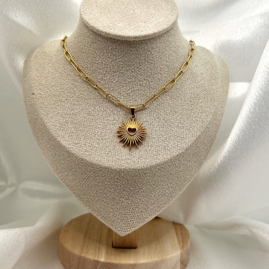 Liora Sunburst Heart Necklace