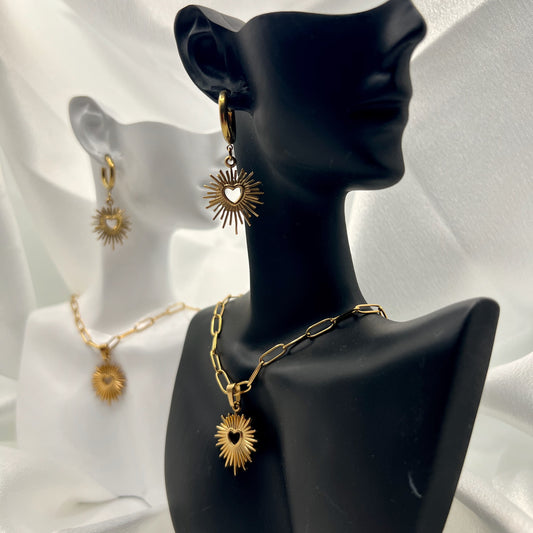 Liora Sunburst Heart Necklace