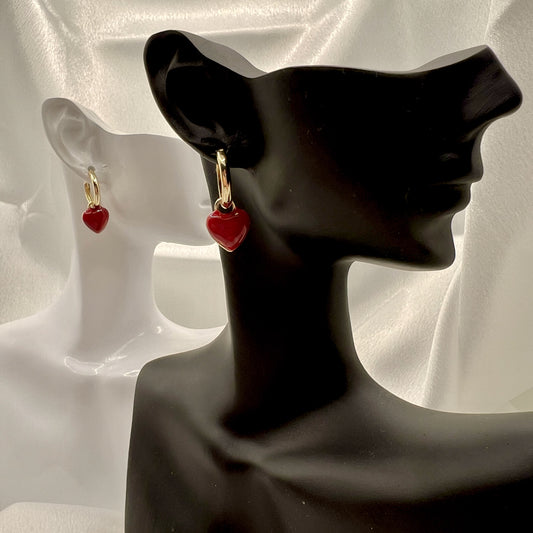 Ruby Heart Earrings