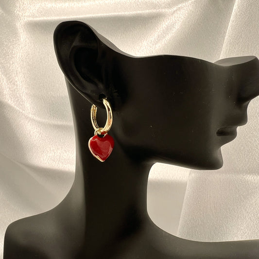 Ruby Heart Earrings