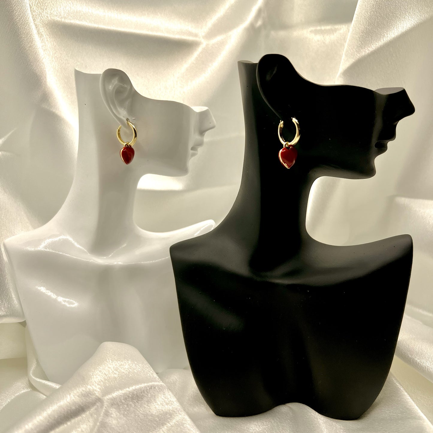 Ruby Heart Earrings