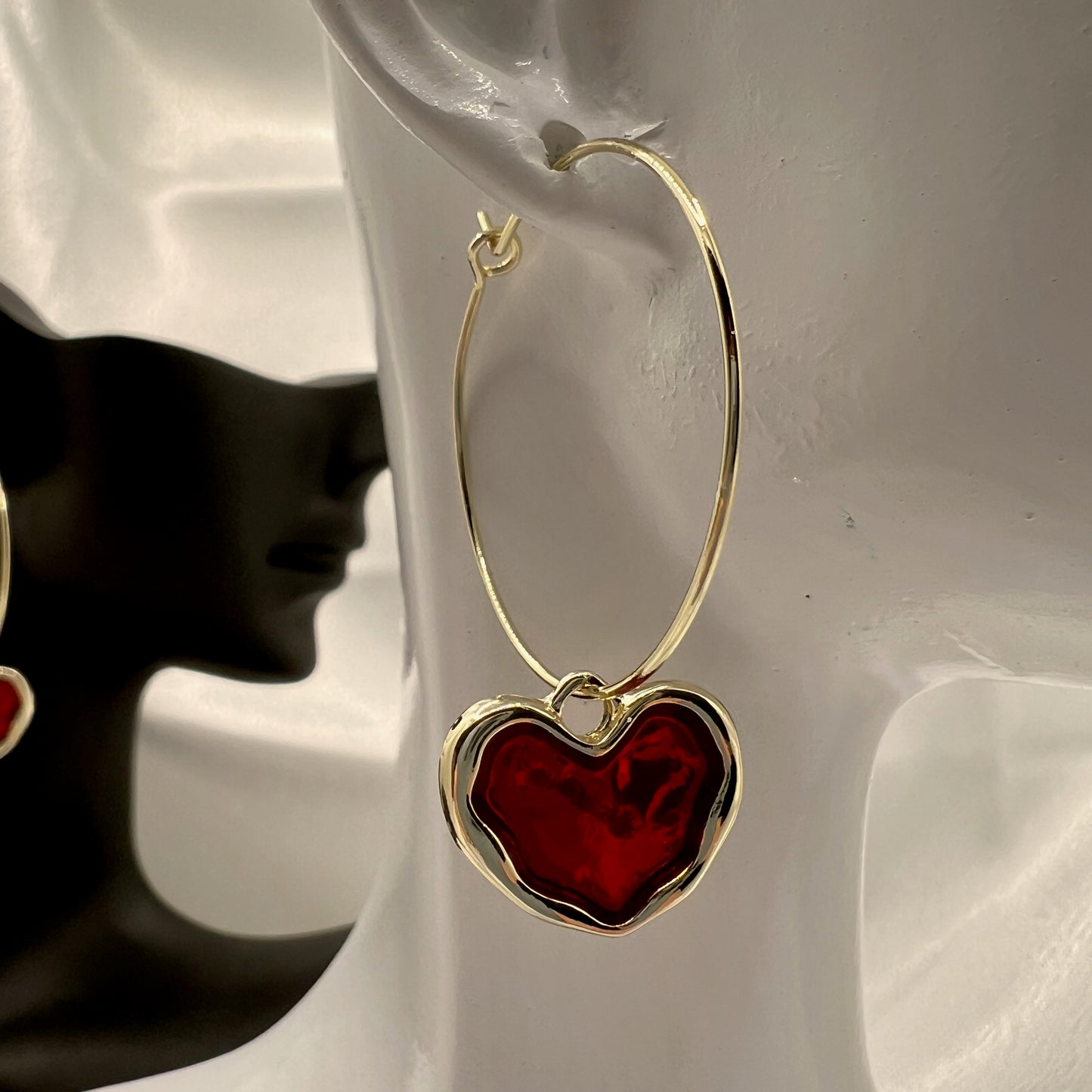 Scarlet Heart Hoop Earrings