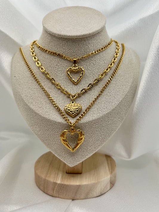Valora Heart Layered Necklace Set