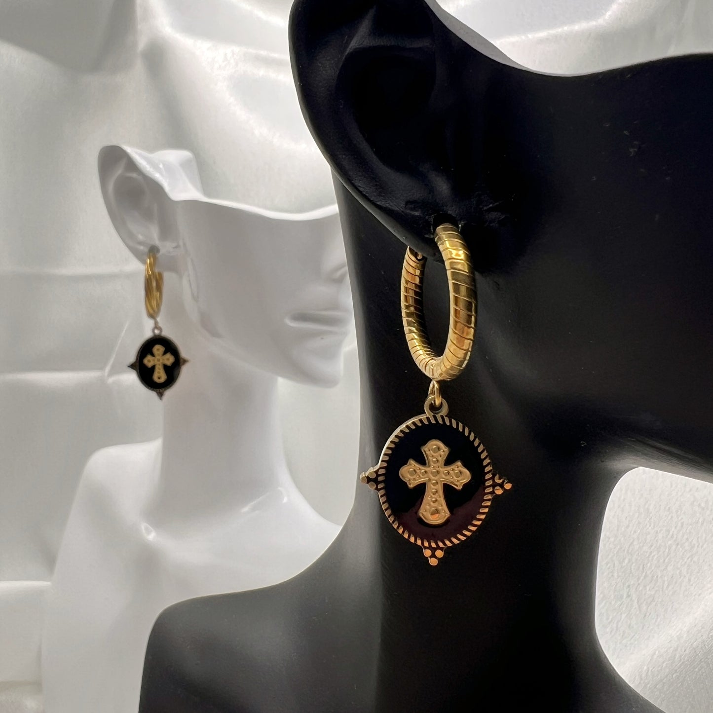 Vittoria Cross Medallion Hoop Earrings