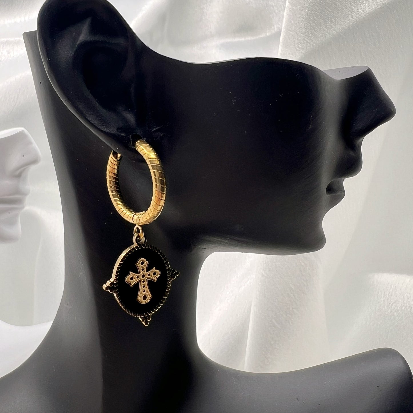 Vittoria Cross Medallion Hoop Earrings