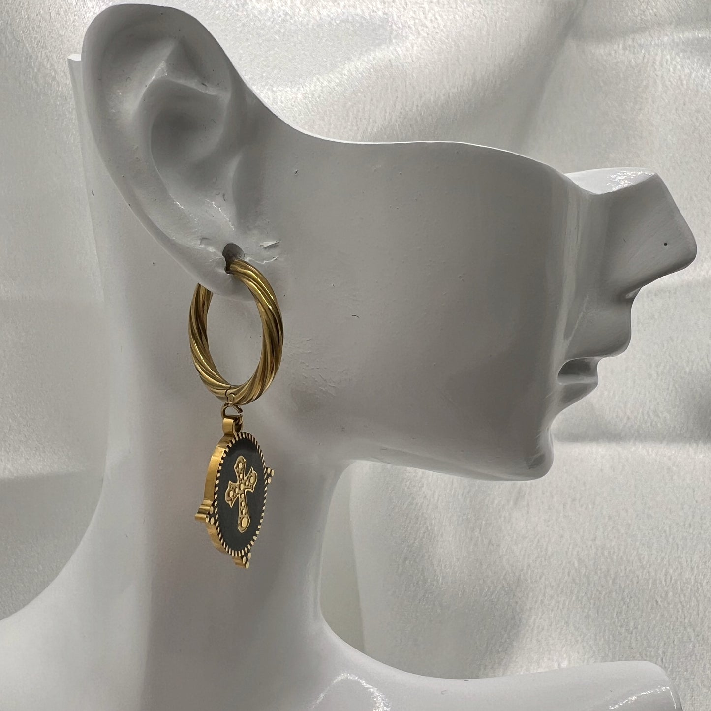 Vittoria Cross Medallion Hoop Earrings