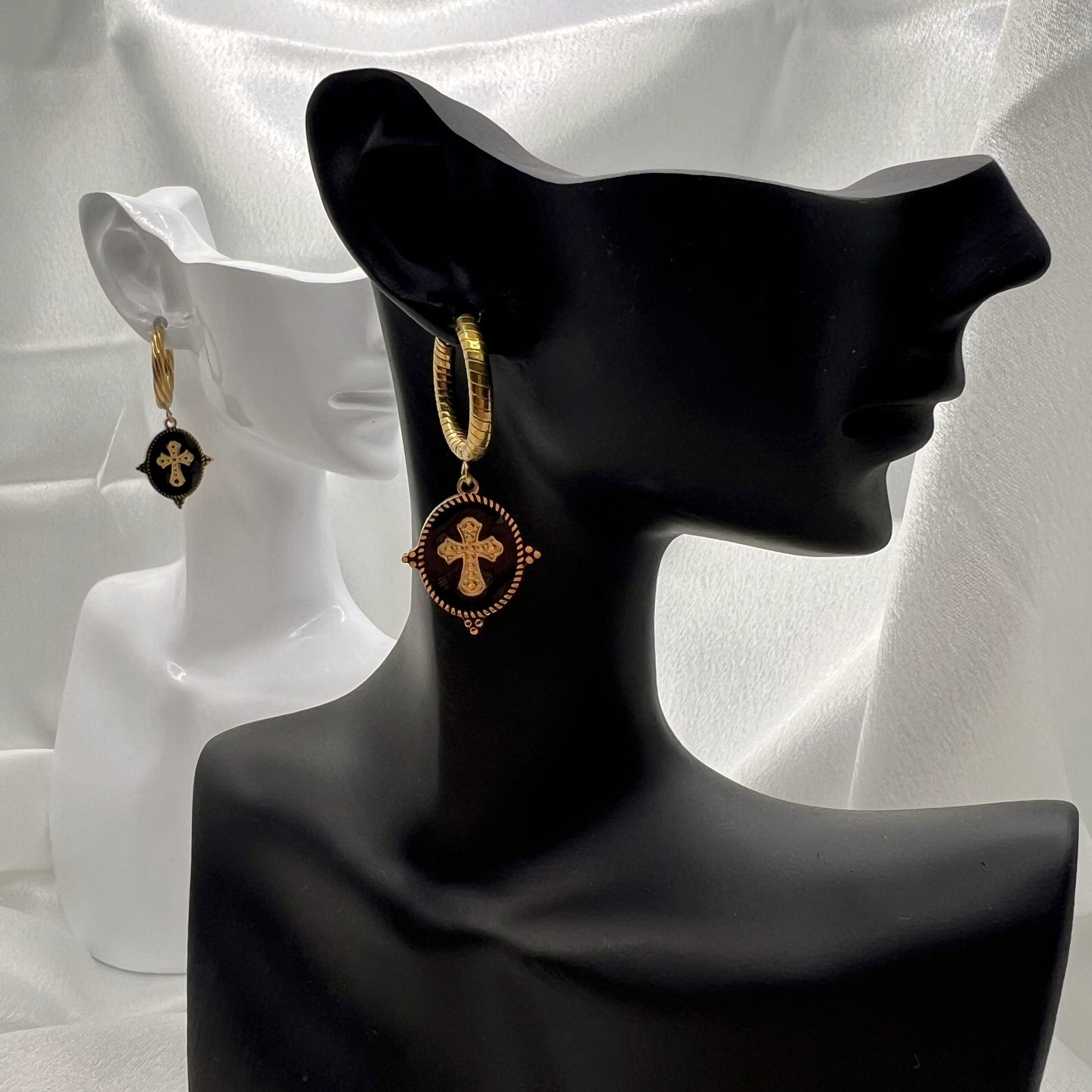 Vittoria Cross Medallion Hoop Earrings