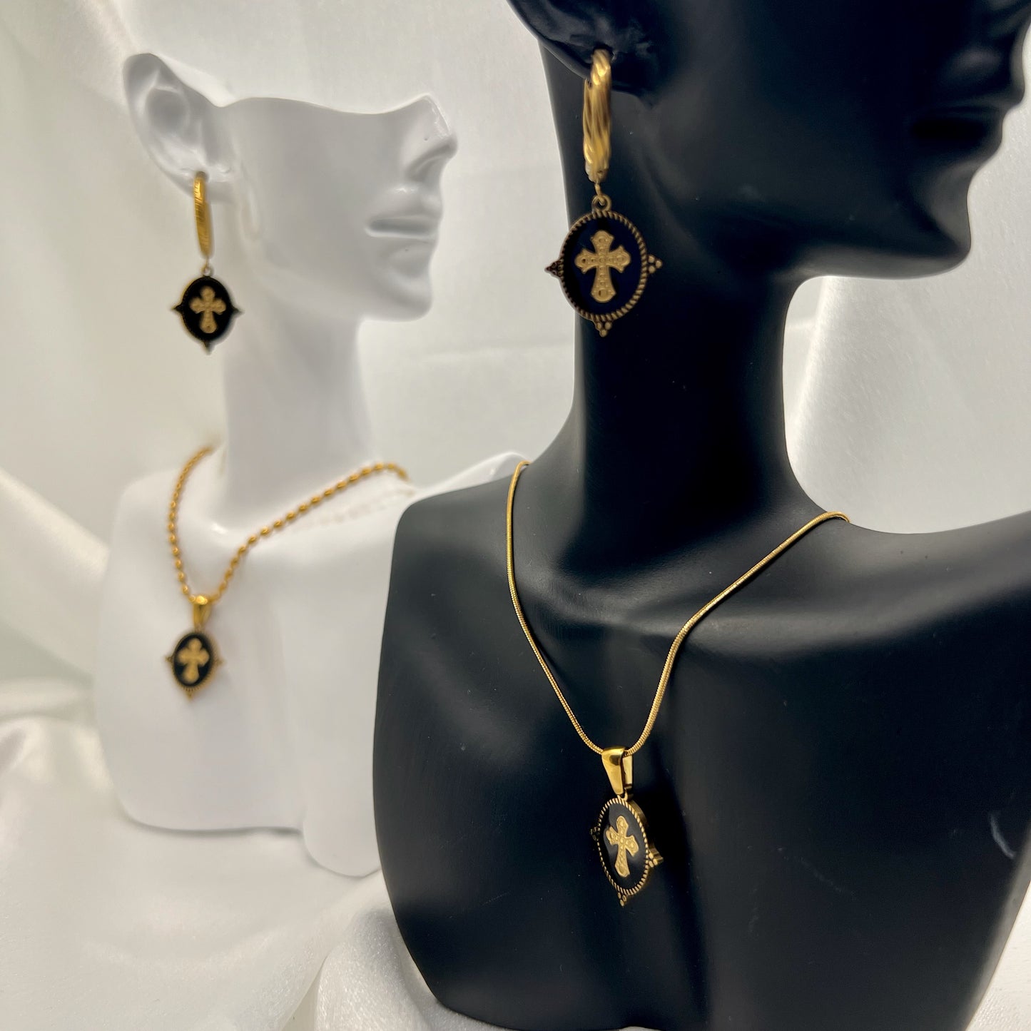 Vittoria Cross Medallion Hoop Earrings