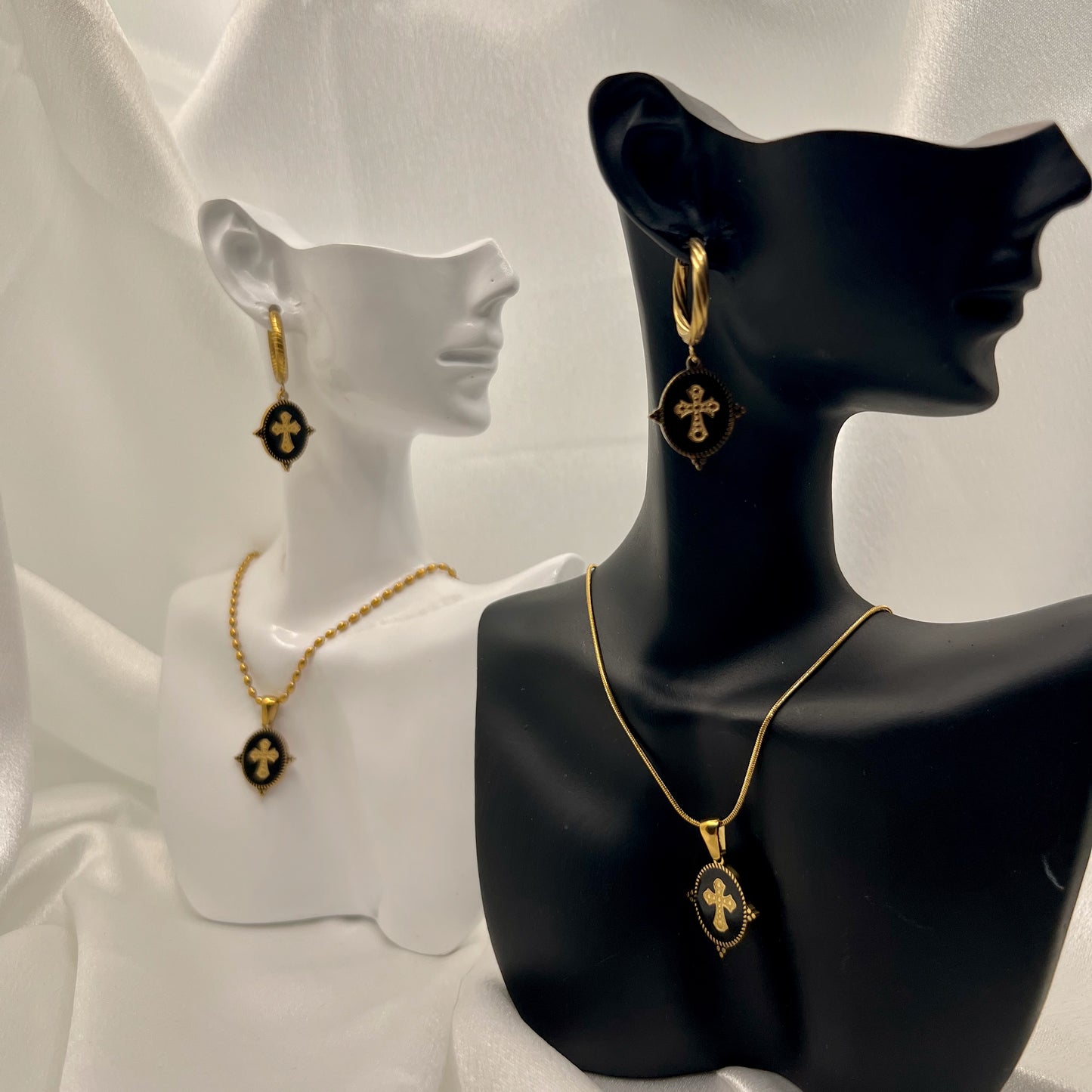 Vittoria Cross Medallion Hoop Earrings